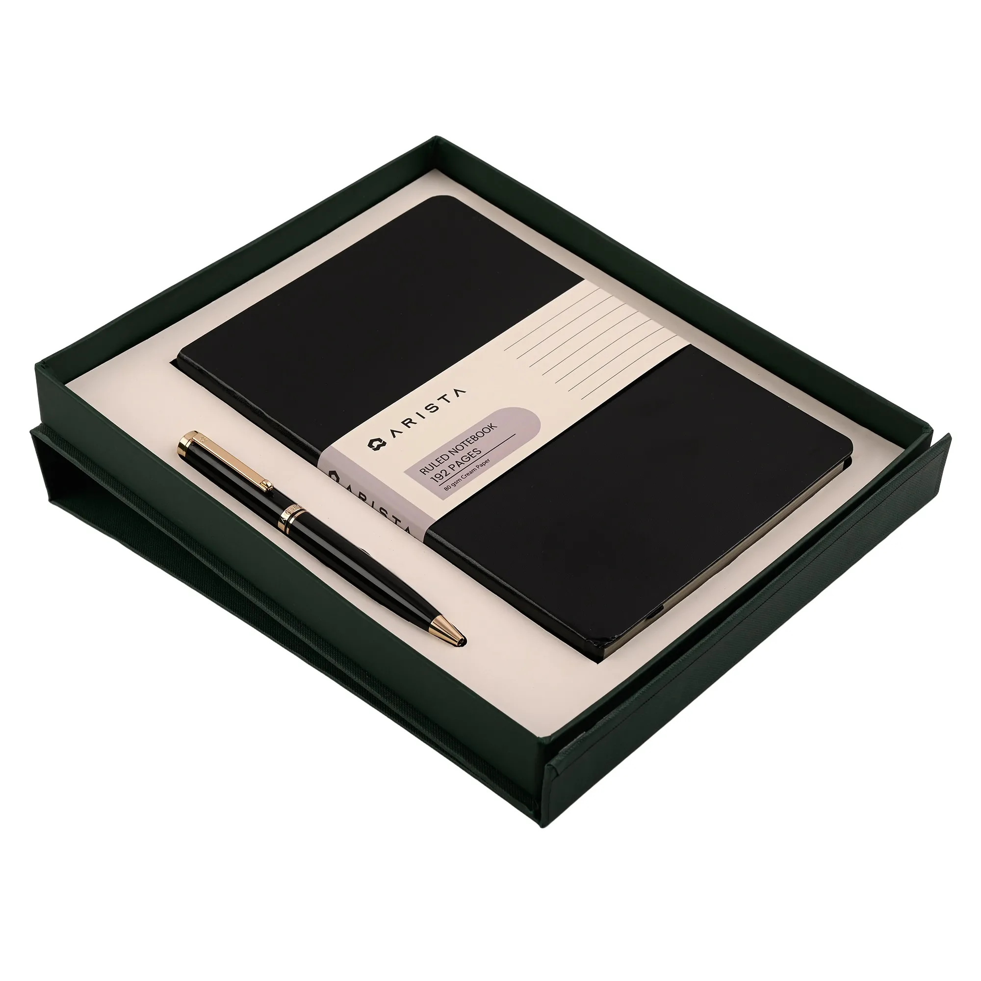 Arista Ballpoint Pen Black Barrel  | 24 CT Gold Plated Trim | Cap Fitting | With A5 Ruled Note Book 192 Pages