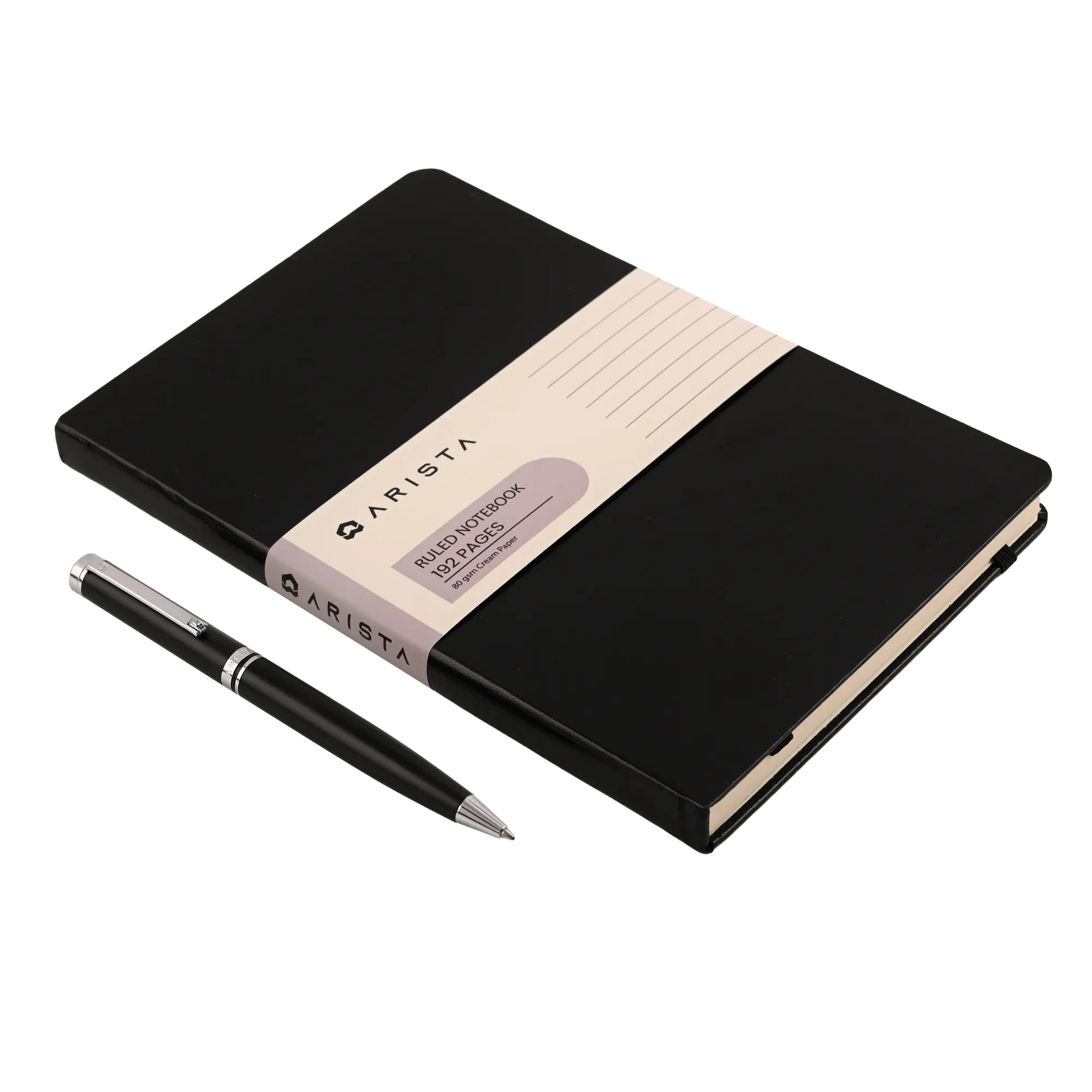 ARISTA Switch Ballpoint Pen | Black Barrel | Chrome Trim | With A5 Note Book 192 Pages