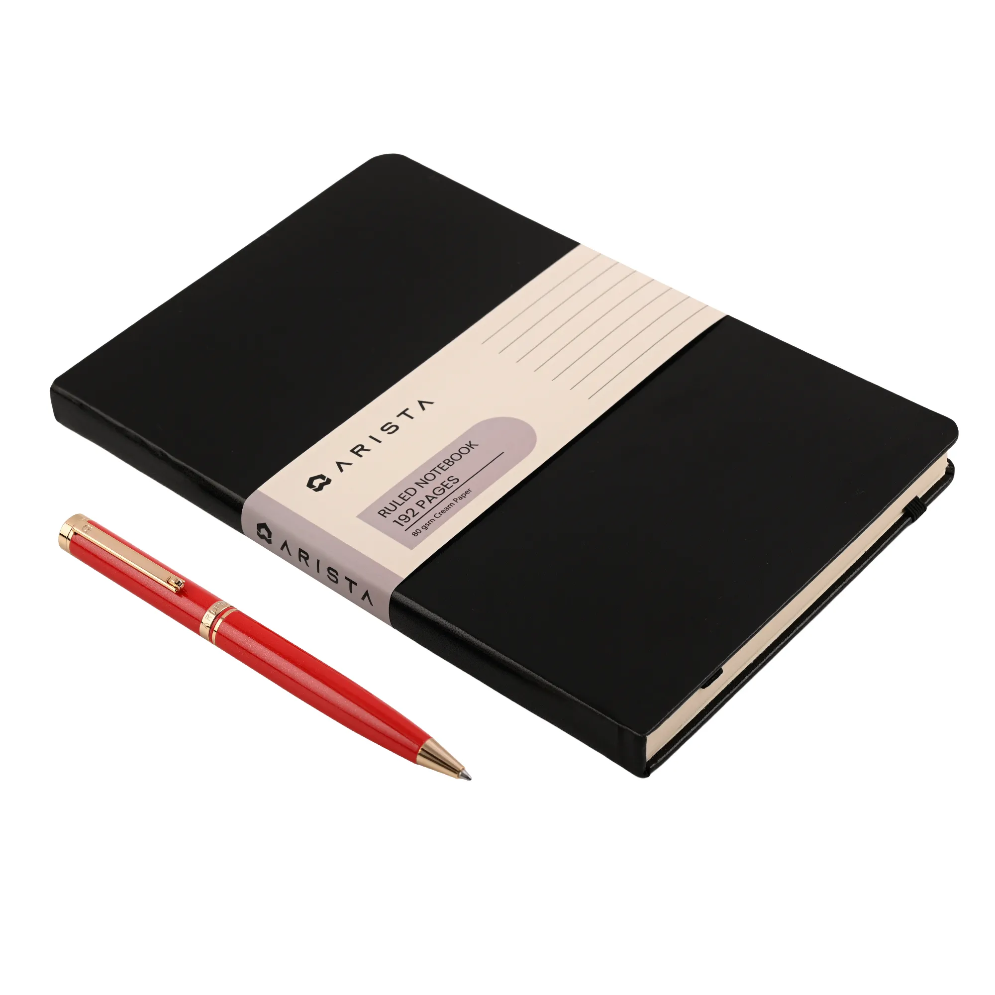 ARISTA Ballpoint Pen |Pearl Red | 24 CT Gold Plated Trim | With A5 Note Book A5 Ruled note book 192 pages