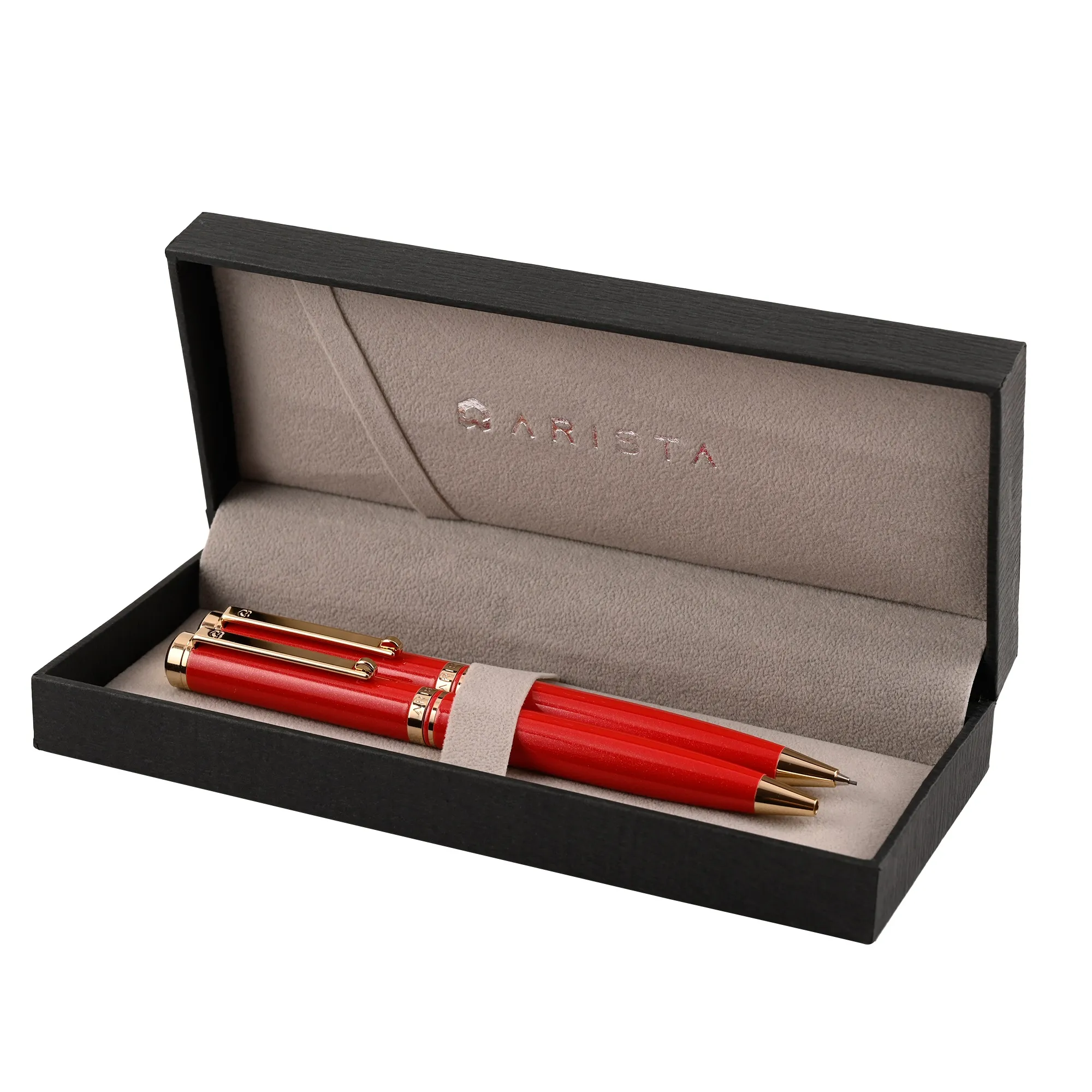 Arista Dual-Function| Pearl Red | 24 CT Gold Plated Trim | With 0.7 MM Mechanical Pencil