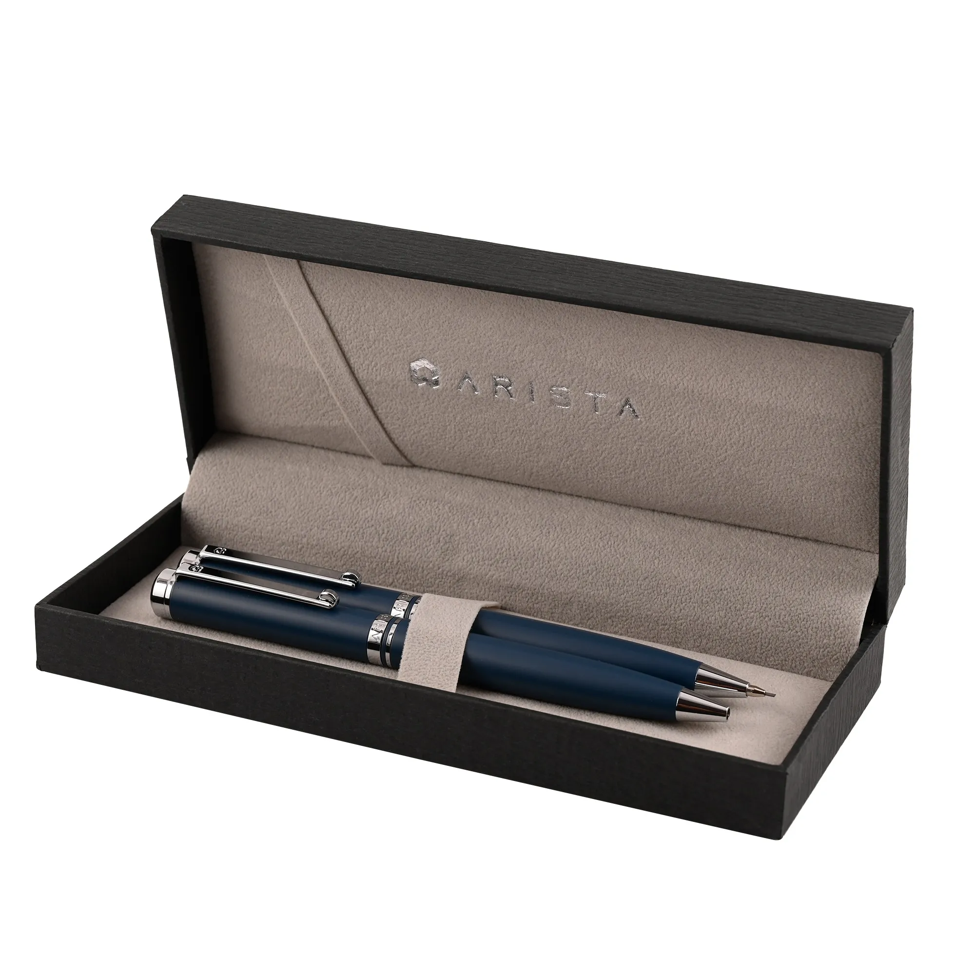 Arista Dual-Function Ballpoint Pen | Matt Blue Barrel | Chrome Trim | With 0.7 mm mechanical pencil