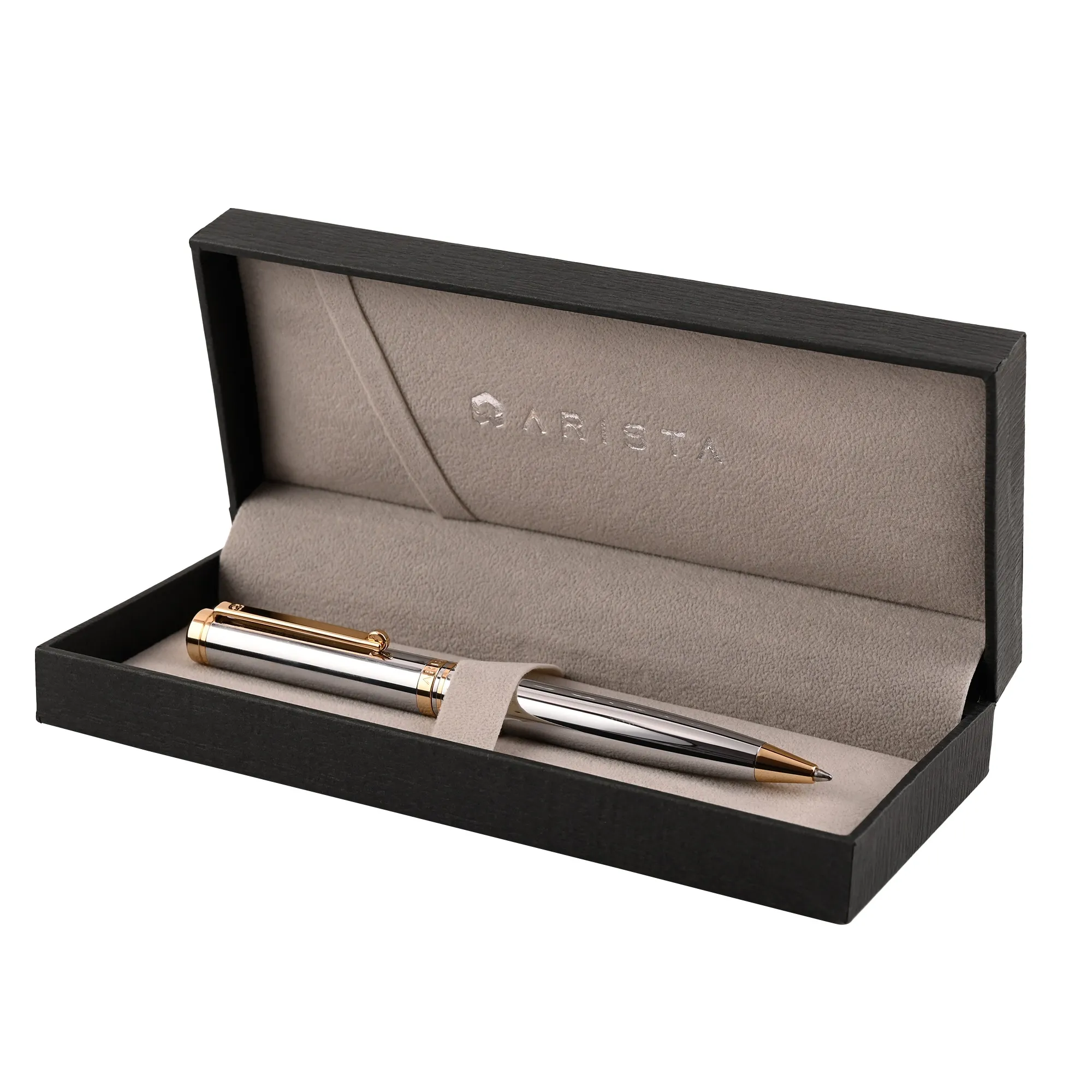 ARISTA Switch Ballpoint Pen | Chrome  | 24 CT Gold Plated Trim | With Premium Box