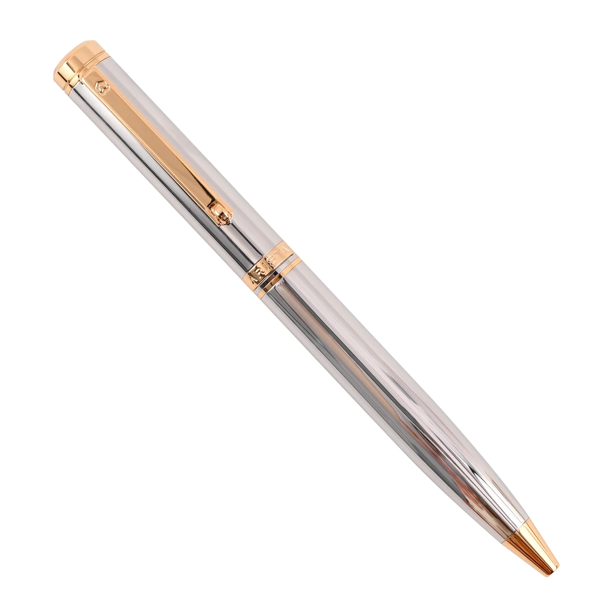 ARISTA Switch Ballpoint Pen | Chrome  | 24 CT Gold Plated Trim | With Premium Box