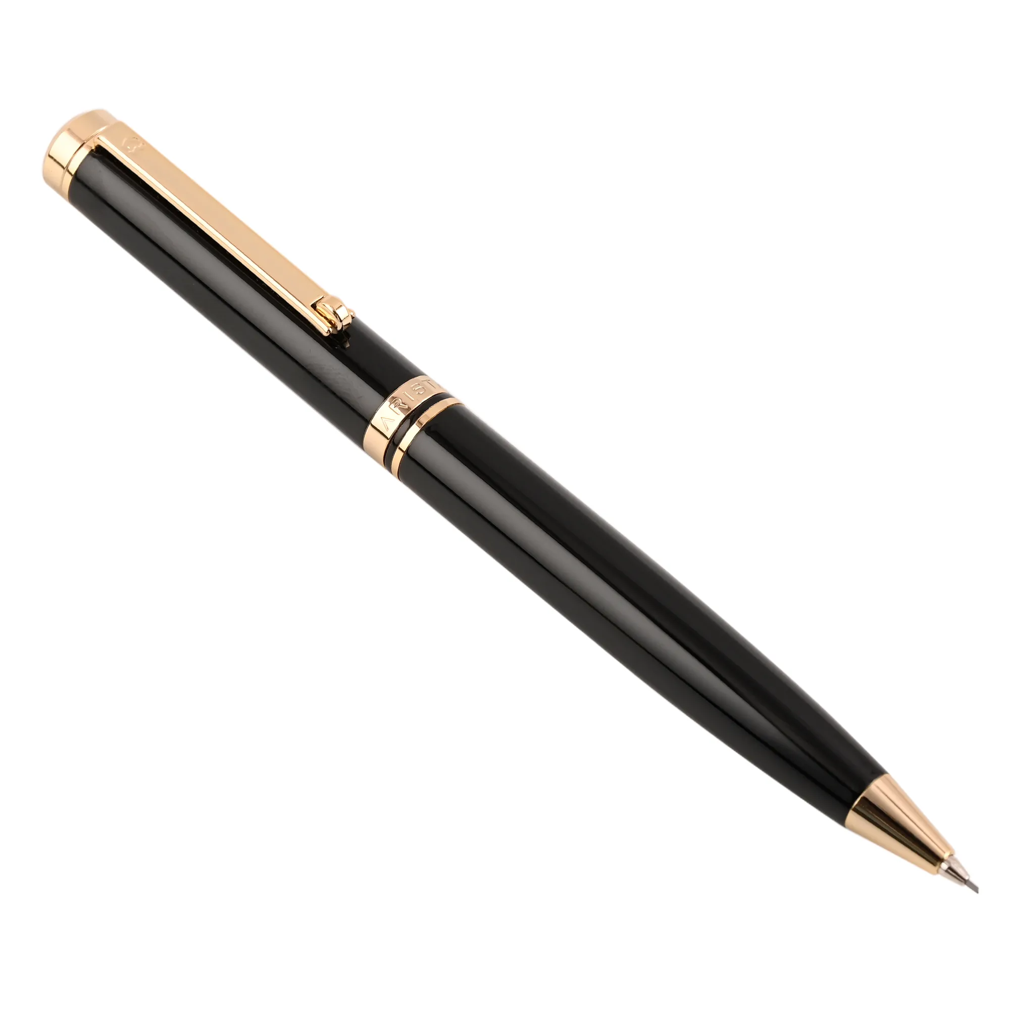 ARISTA  0.7 MM Mechanical Pencil | Black Barrel | 24 CT Gold Plated Trim | With Premium Box