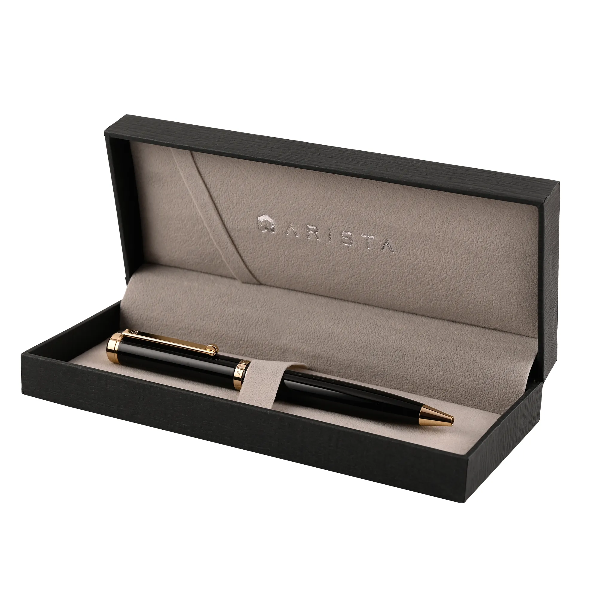 ARISTA Switch Ballpoint Pen | Black Barrel |  | 24 CT Gold Plated Trim | With Premium Box