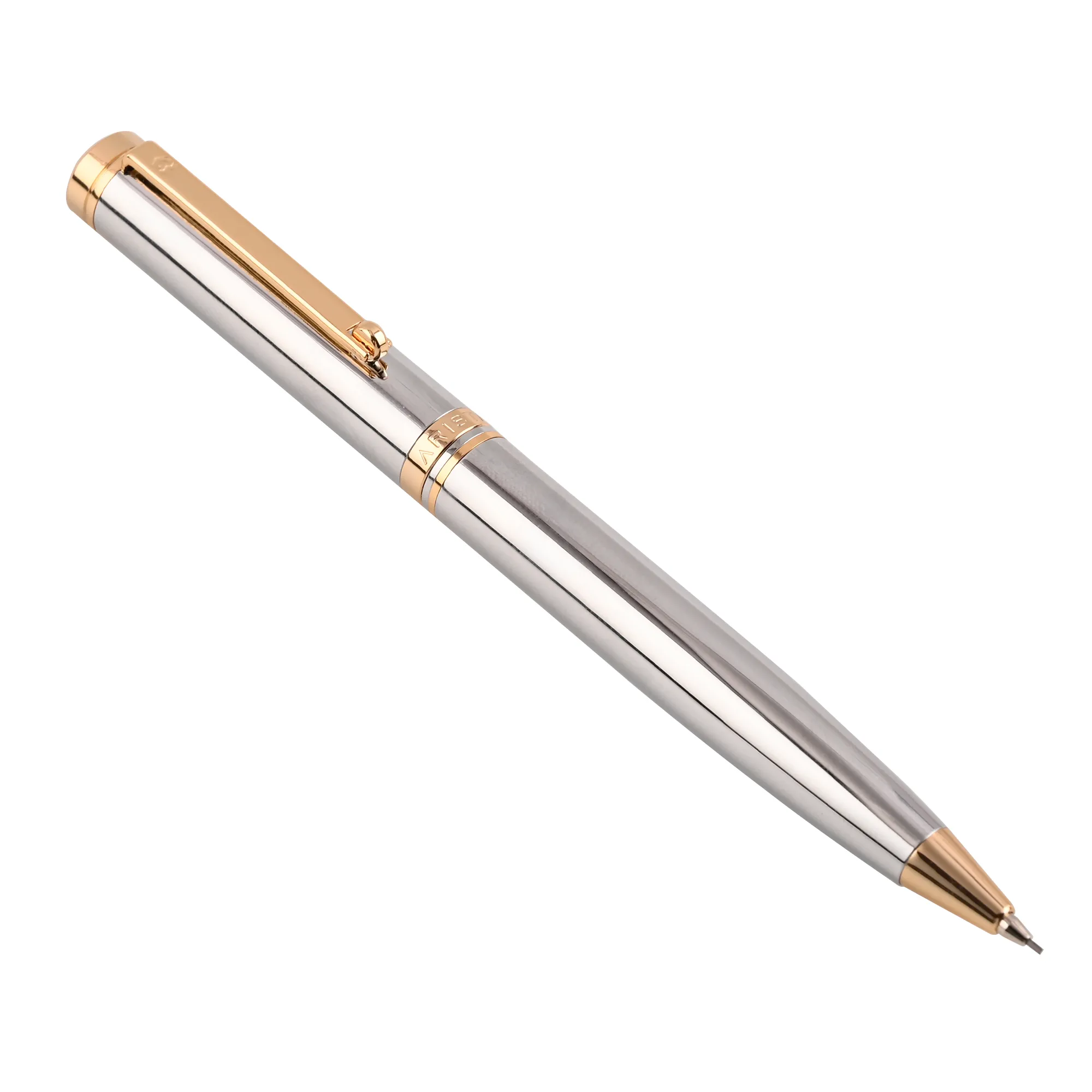 Arista 0.7 MM Mechanical Pencil | Chrome | 24 CT Gold Plated Trim| With Premium Box