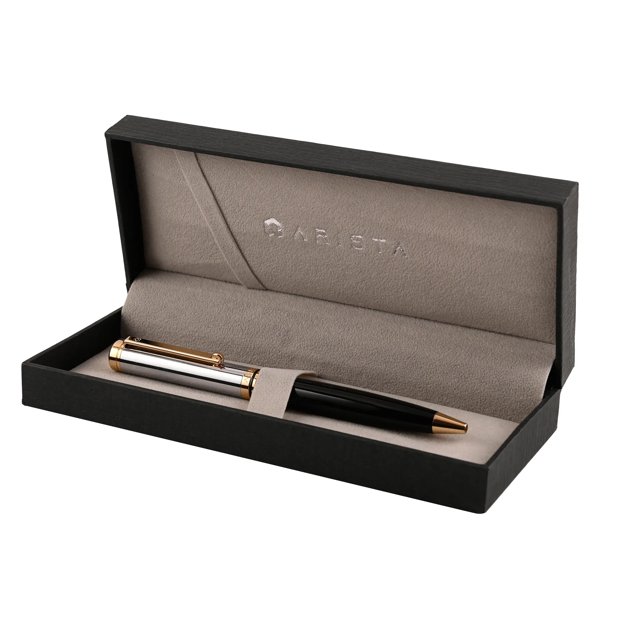ARISTA 0.7 MM Mechanical Pencil | Black Barrel | Chrome Cap | 24 CT Gold Plated Trim | With Premium Box