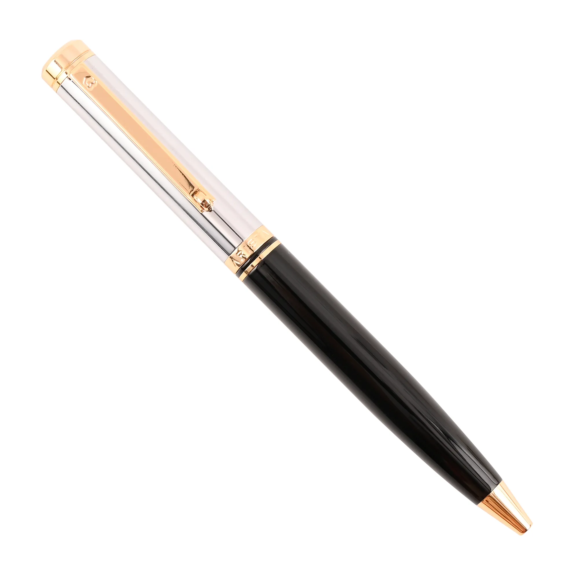ARISTA 0.7 MM Mechanical Pencil | Black Barrel | Chrome Cap | 24 CT Gold Plated Trim | With Premium Box