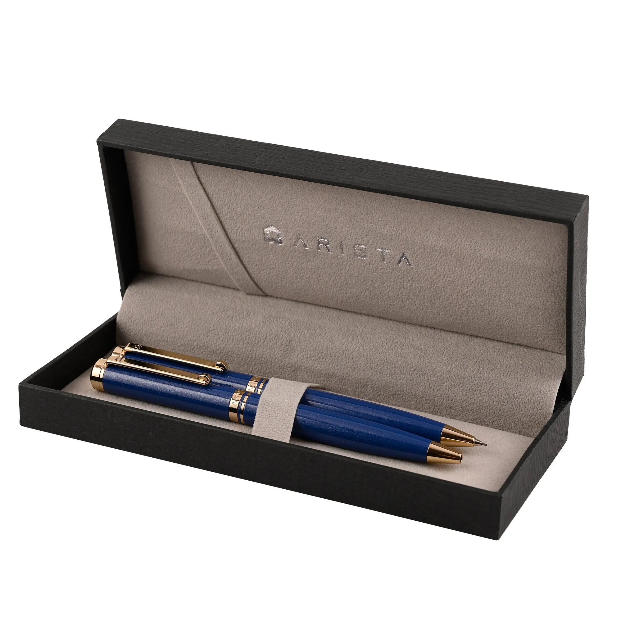 Arista Dual-Function Ballpoint Pen | Sapphire Blue | 24 CT Gold Plated Trim | With 0.7 MM Mechanical Pencil