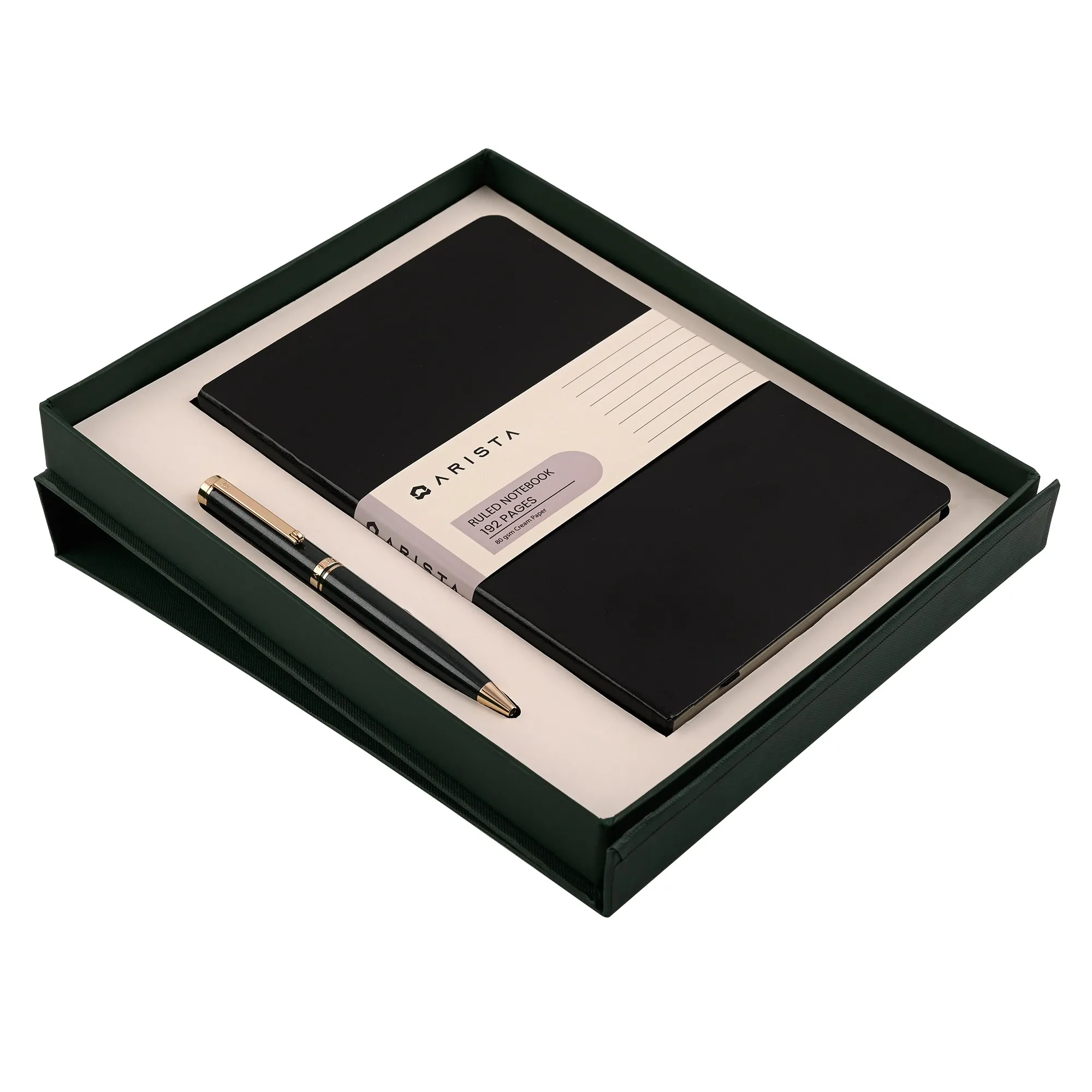 ARISTA Ballpoint Pen | Pearl Green Barrel | 24 CT Gold Plated Trim | With A5 Ruled note book 192 pages
