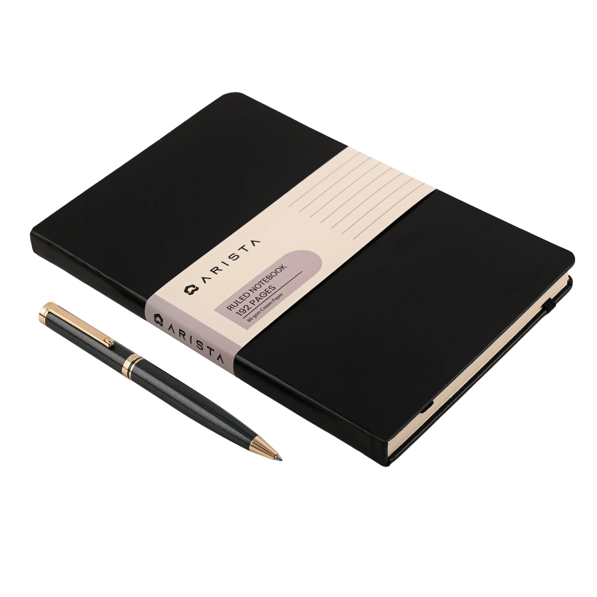 ARISTA Ballpoint Pen | Pearl Green Barrel | 24 CT Gold Plated Trim | With A5 Ruled note book 192 pages