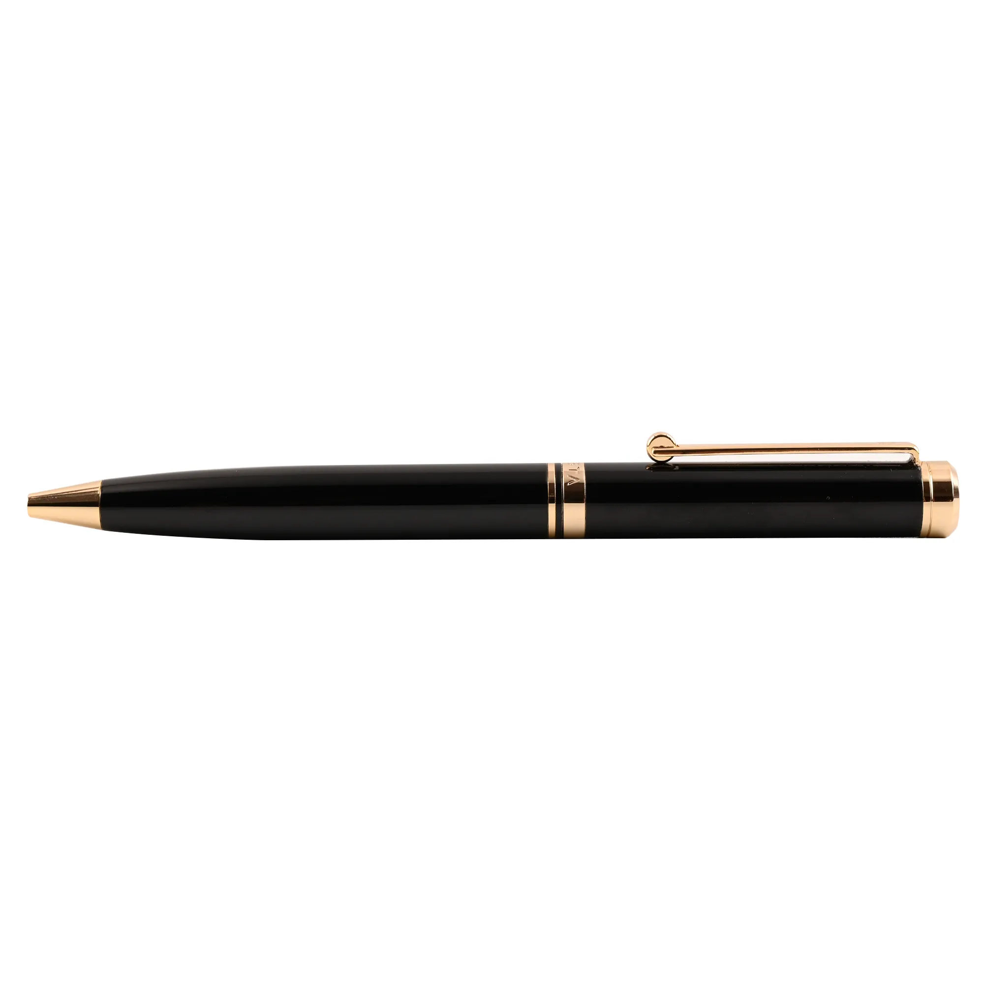 ARISTA Ballpoint Pen | black Barrel | 24 CT Gold Plated Trim | Cap Fitting | With Card holder