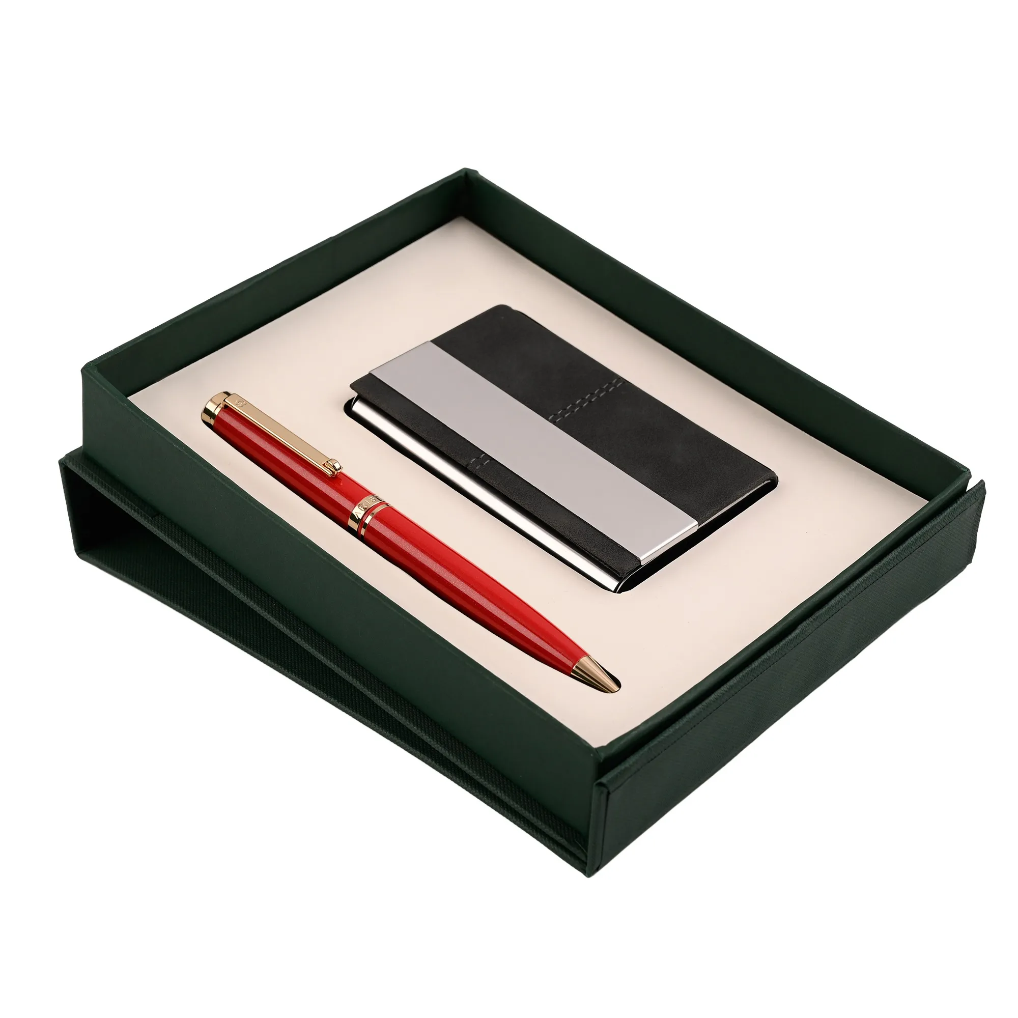 ARISTA  Ballpoint Pen |Pearl Red | 24 CT Gold Plated Trim | With Card Holder