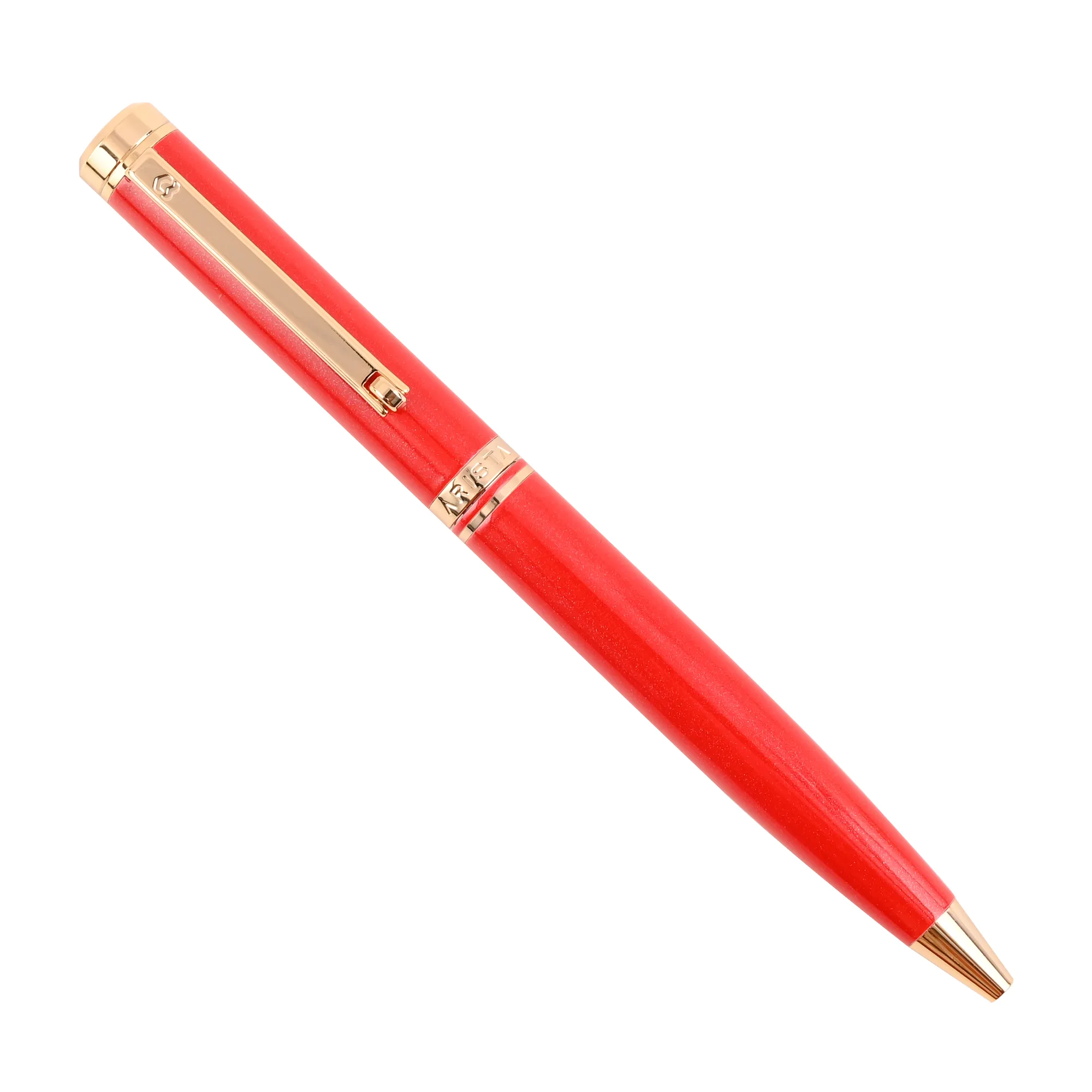 ARISTA  Ballpoint Pen |Pearl Red | 24 CT Gold Plated Trim | With Card Holder