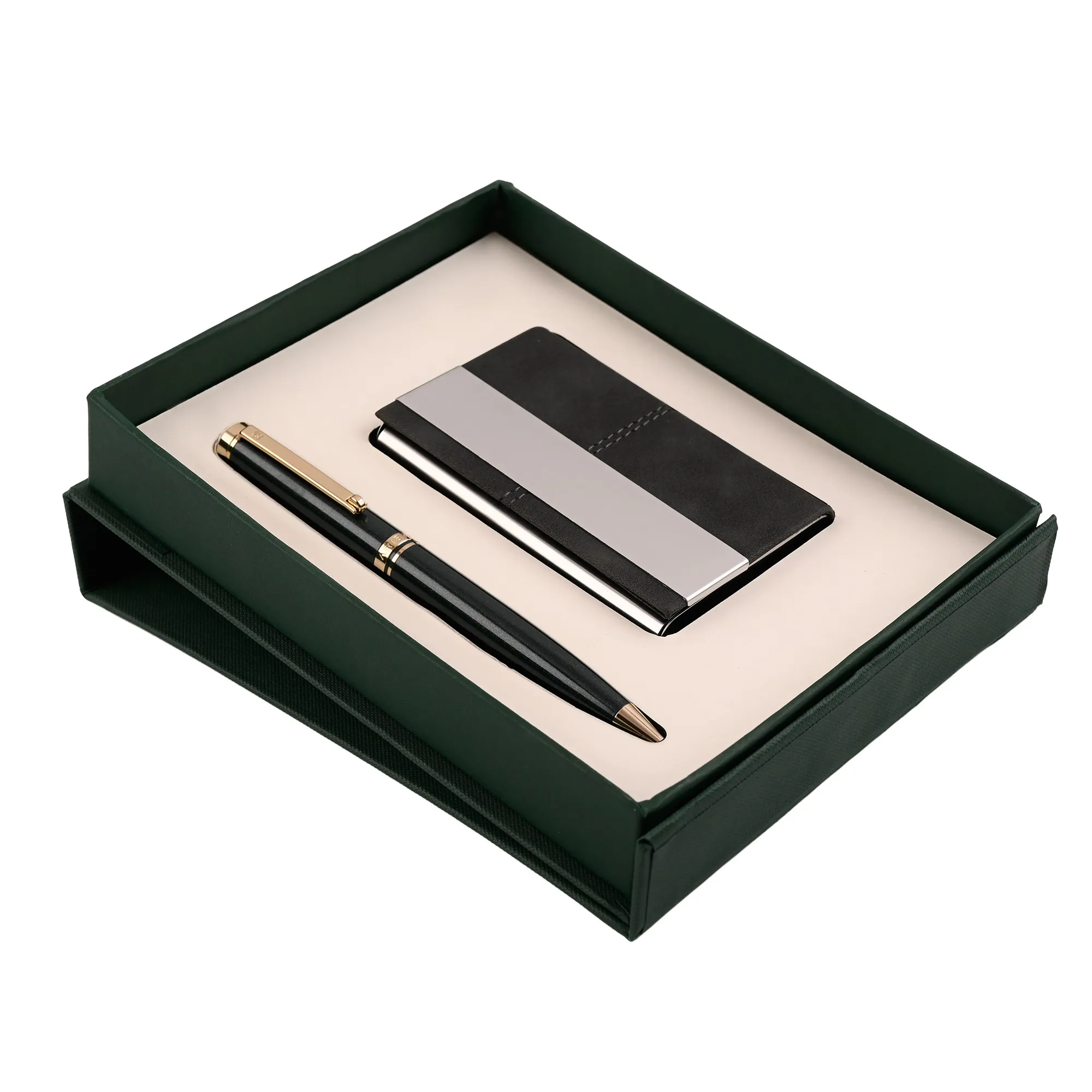 ARISTA Ballpoint Pen | Pearl Green Barrel | 24 CT Gold Plated Trim | With Card Holder