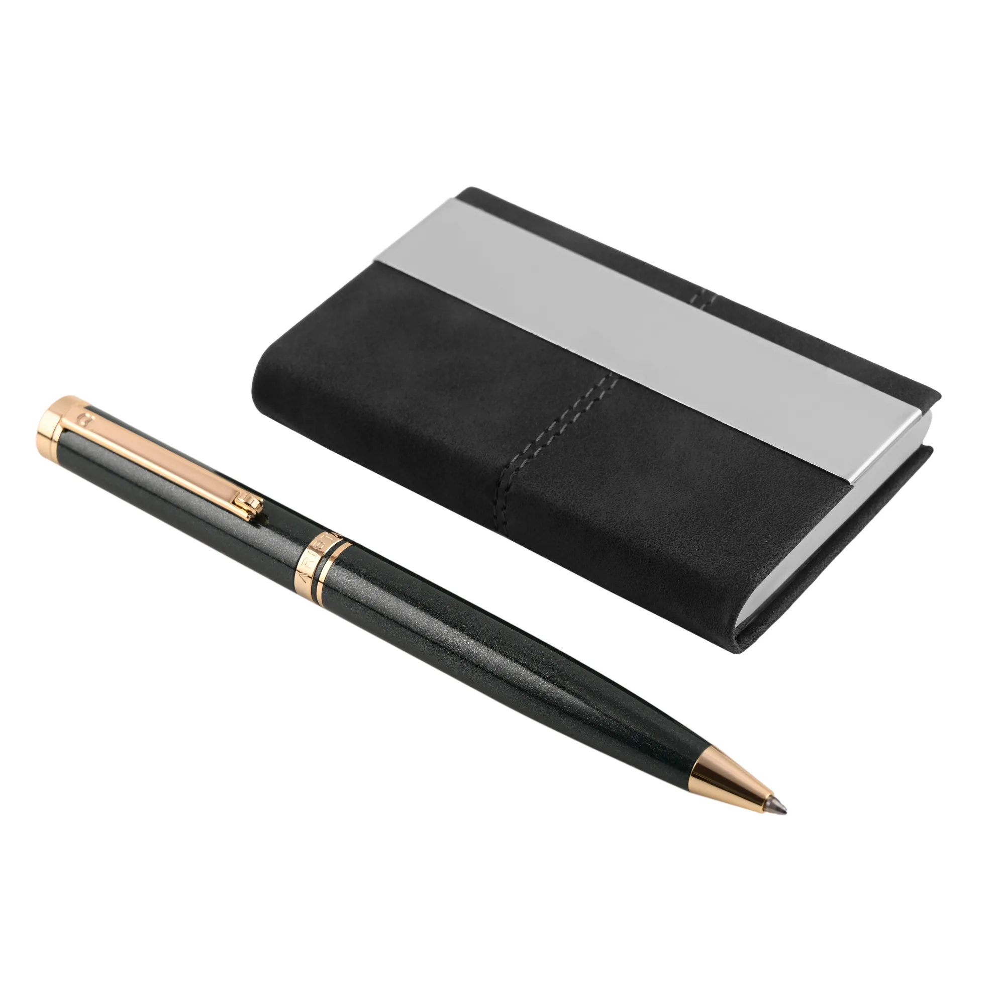 ARISTA Ballpoint Pen | Pearl Green Barrel | 24 CT Gold Plated Trim | With Card Holder