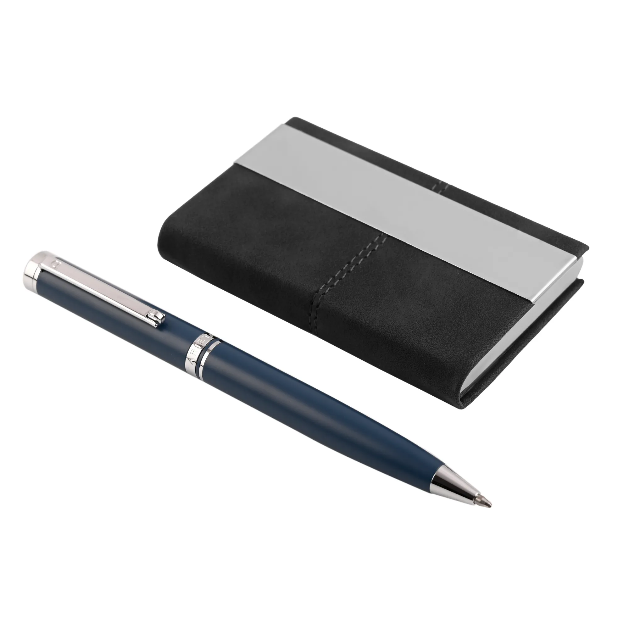 Arista Matt Blue Ballpoint Pen | Blue Barrel | Chrome Trim | With Card Holder