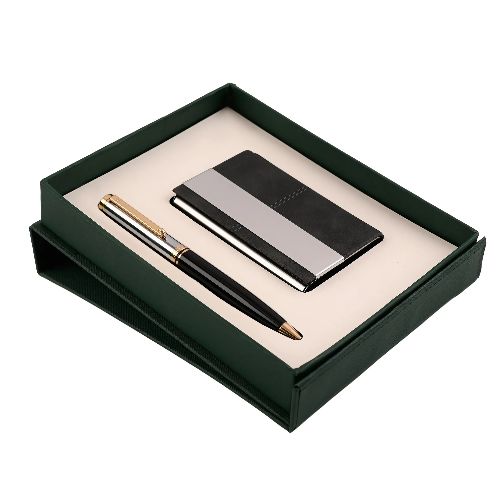 ARISTA Switch Ballpoint Pen | Black Barrel | Chrome Cap | 24 CT Gold Plated Trim With Card Holder