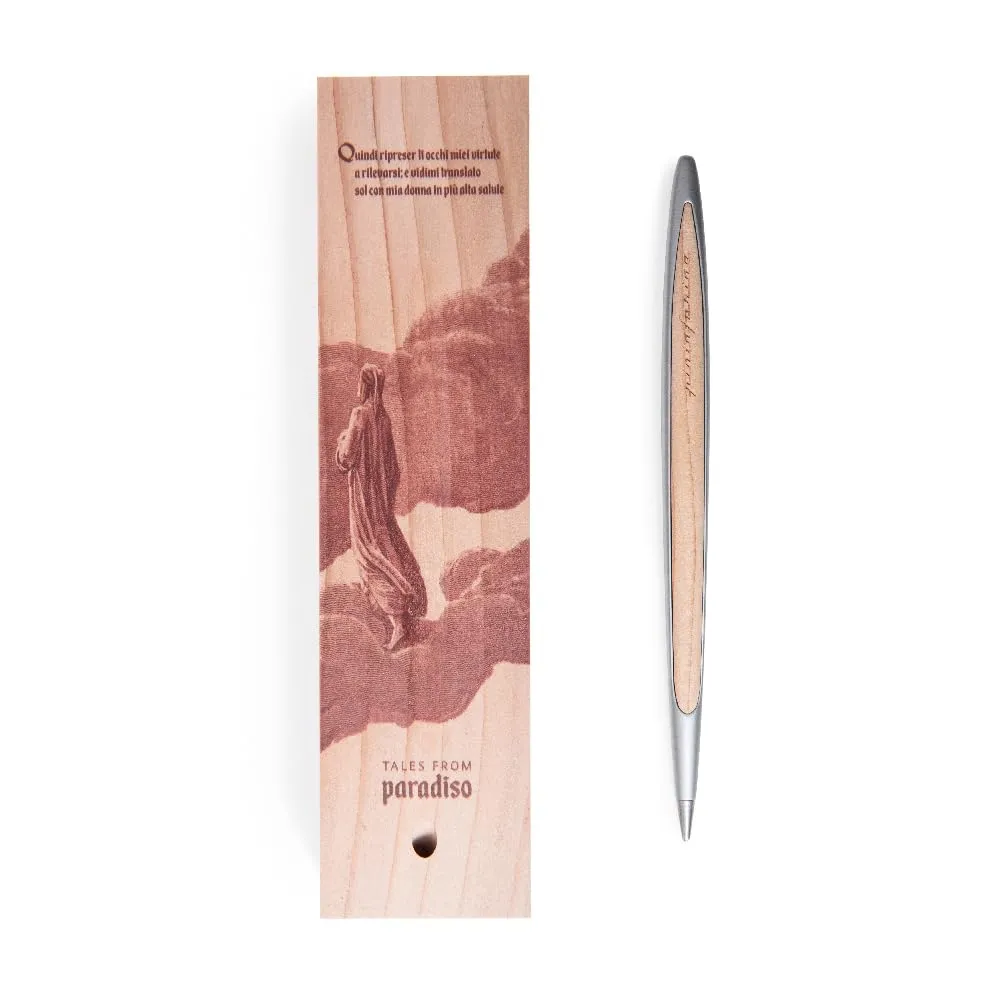 pininfarina CAMBIANO Dante 700TH - Tales from Paradiso. Stylus Pen with Ethergraf® Metal Alloy Tip, Body in Aluminum with Solid Cedar Wood Inserts and Desk Stand. Inkless Writing Utensil