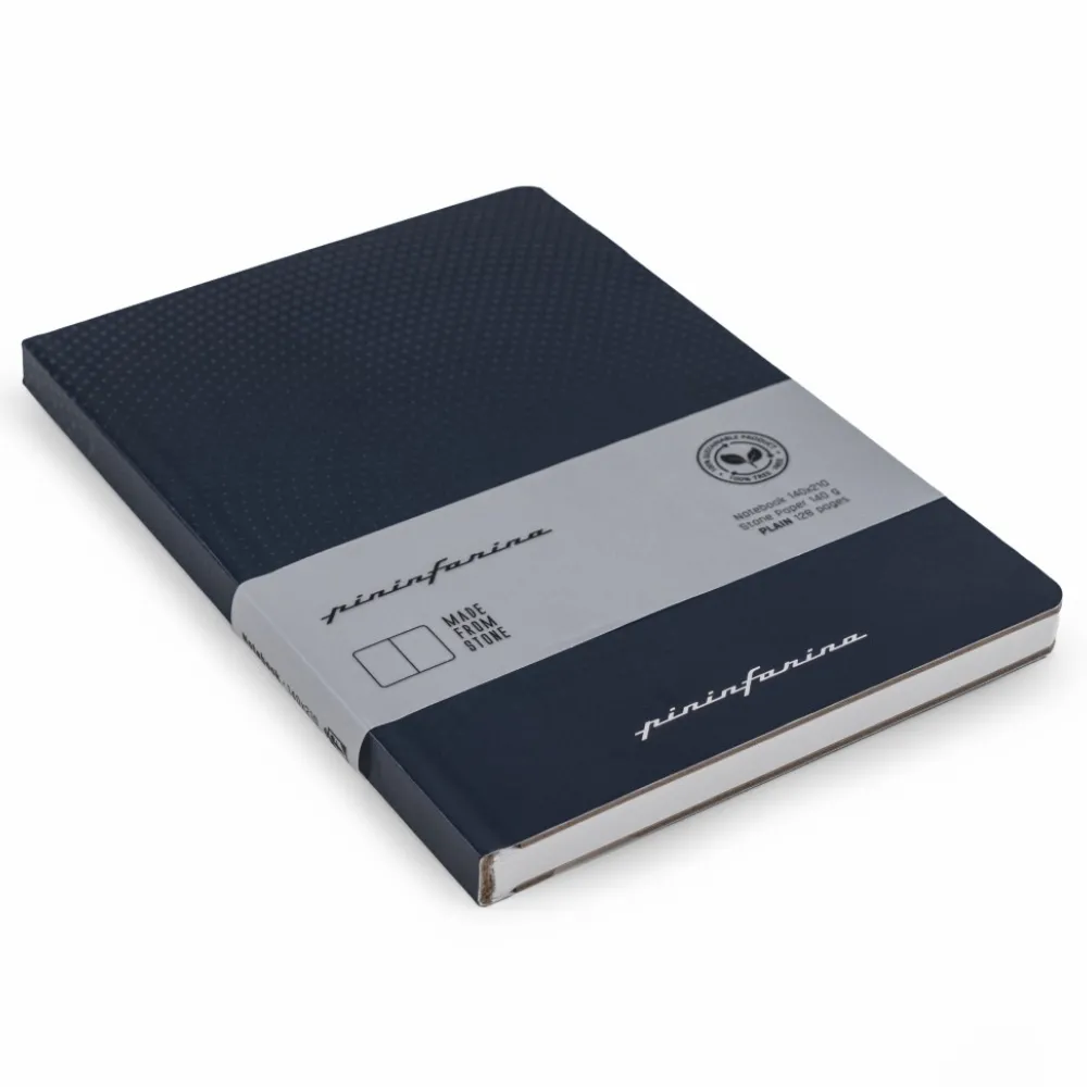 PININFARINA NOTES STONE PAPER HARD COVER BLUE - PLAIN - new