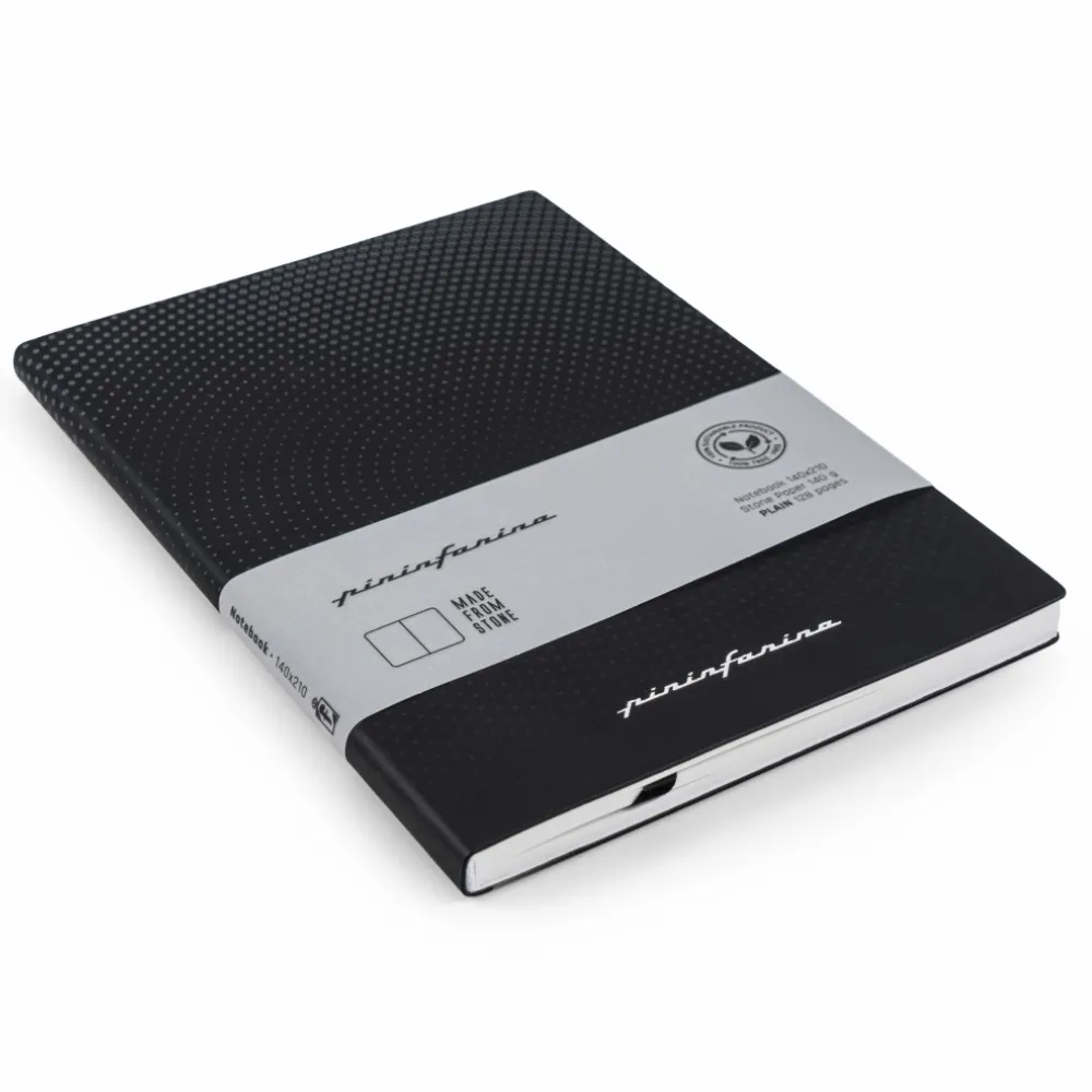 PININFARINA NOTES STONE PAPER HARD COVER BLACK - PLAIN - new