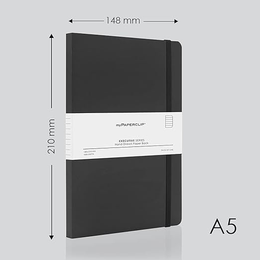 myPAPERCLIP Executive Series Notebook, 240 Pages A5 (148 x 210 mm, 5.83 X 8.27 in.) ESP240A5-R Black