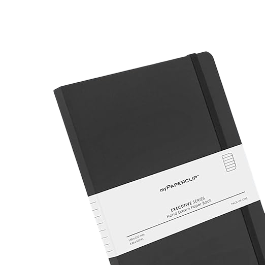 myPAPERCLIP Executive Series Notebook, 240 Pages A5 (148 x 210 mm, 5.83 X 8.27 in.) ESP240A5-R Black