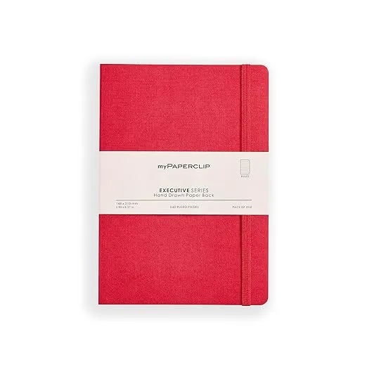 myPAPERCLIP Executive Series Notebook, 240 Pages A5 (148 x 210 mm, 5.83 X 8.27 in.) ESP240A5-R Red