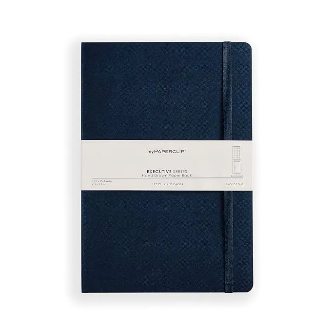 myPAPERCLIP Executive Series Notebook, Large (165 x 241 mm, 6.5 x 9.5 in.) Checks, ESX192L-C Black