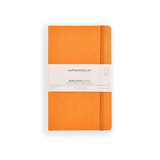 myPaperclip Executive Series Notebook, Medium (5 x 8.25 in.)l, Ruled, Orange (ESP192M-R Orange)
