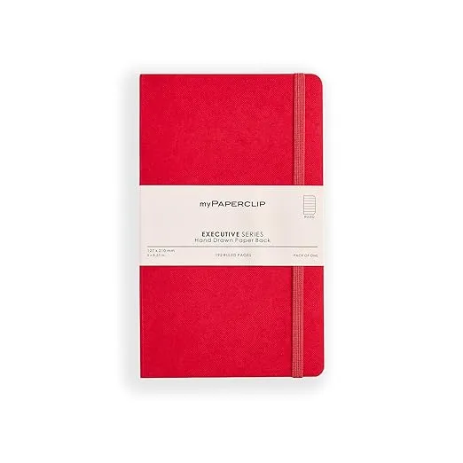 myPaperclip Executive Series Notebook, Medium (5 x 8.25 in.), Ruled, Red (ESP192M-R Red)