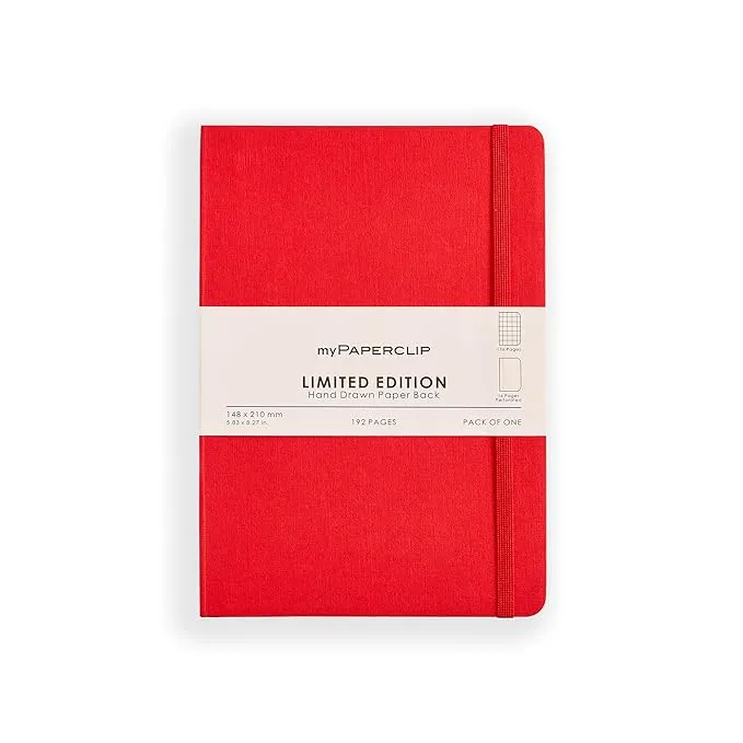 myPAPERCLIP Limited Edition Notebook, A5 (148 x 210 mm, 5 .83 x 8.27 in.) Checks LEP192A5-C - Ruby