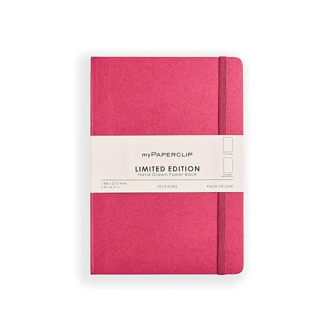myPAPERCLIP Limited Edition Notebook, A5 (148 x 210 mm, 5 .83 x 8.27 in.) Plain LEP192A5-P - Ruby