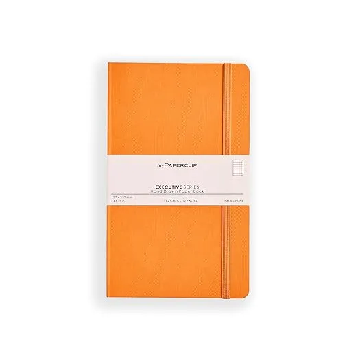 MyPaperClip Executive Series Checked Line Notebook 192 Pages 127 x 210 mm Orange ESP192M-C