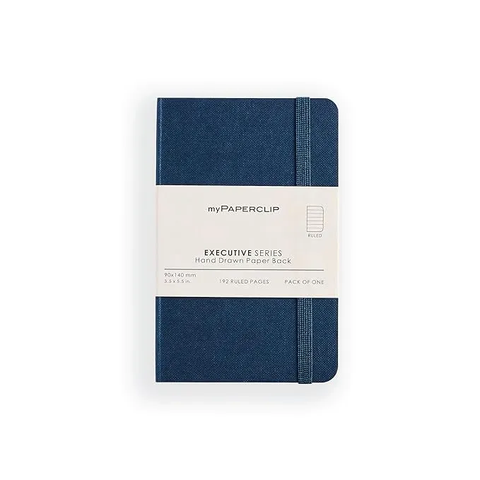 myPAPERCLIP Executive Series Notebook, 192 Pages, Small (90 x 140 mm, 3.5 X 5.5 in.) Ruled, ESP192S-R Blue