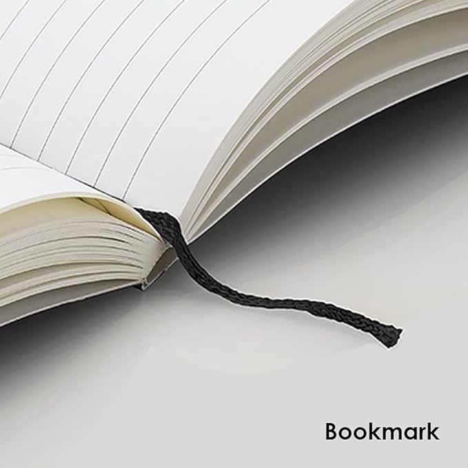 myPAPERCLIP Binary Series Notebook, Section Thread Bound, Hand Drawn Hard Cover, A5 (148 x 210 mm, 5.83 x 8.27 in.) Ruled, BSH192A5-R Black Hard Cover, Red Spine
