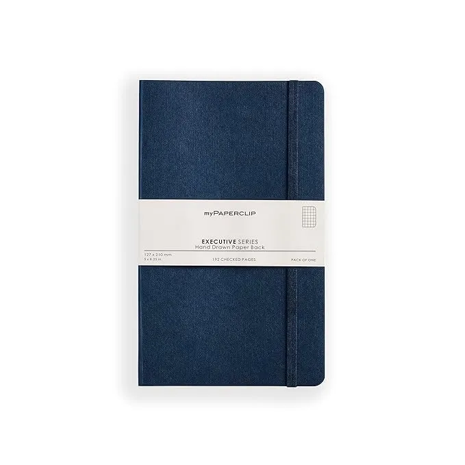 myPAPERCLIP Executive Series Notebook, Medium (5 x 8.25 in.), Checks, Blue (ESP192M-C Blue)