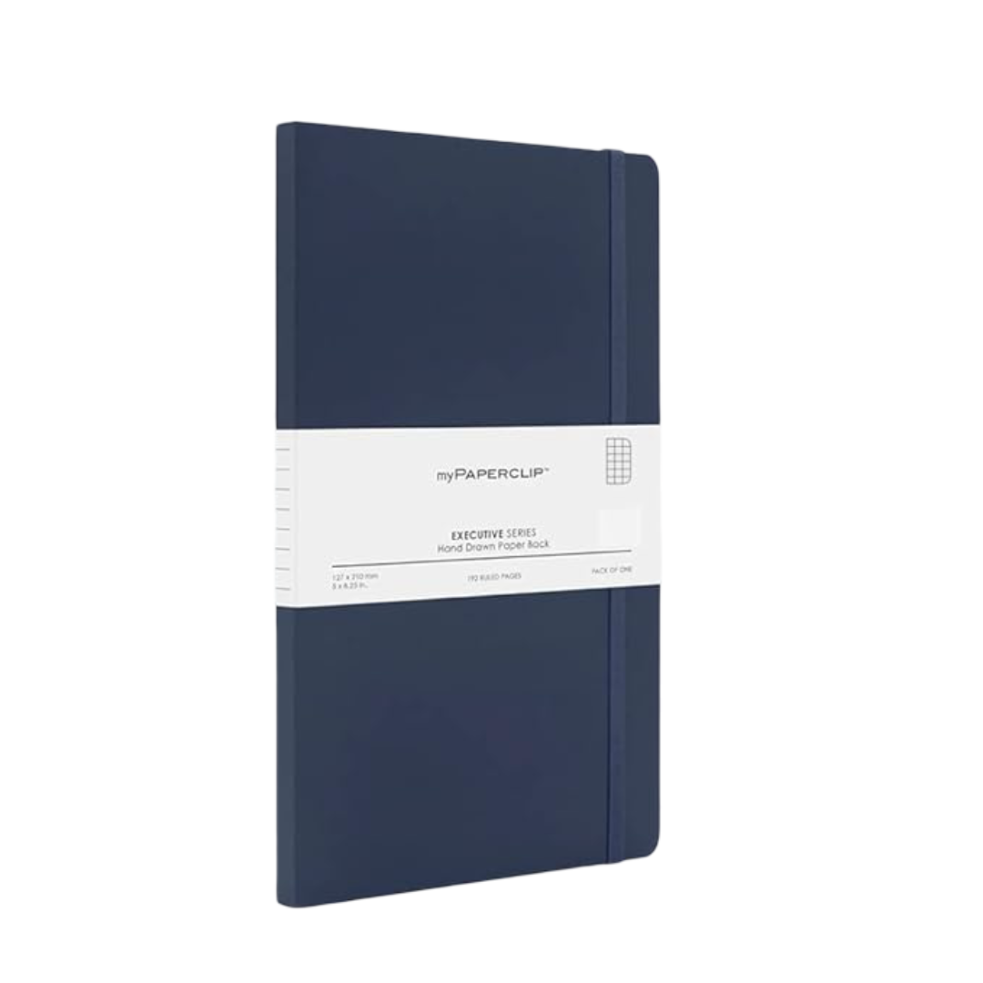 myPAPERCLIP Executive Series Notebook, Medium (5 x 8.25 in.), Checks, Blue (ESP192M-C Blue)