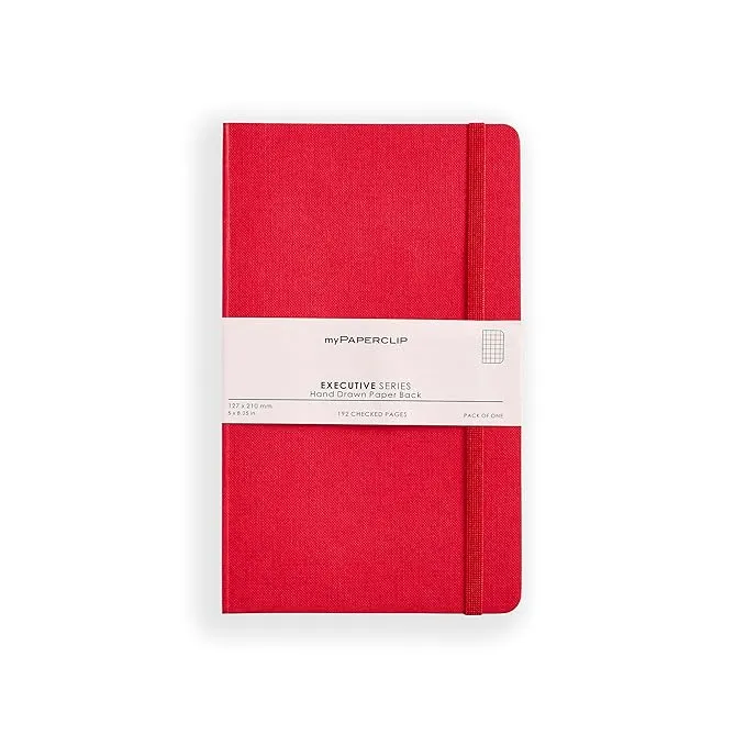 myPAPERCLIP Executive Series Notebook, Medium (5 x 8.25 in.), Checked, Red (ESP192M-C Red)