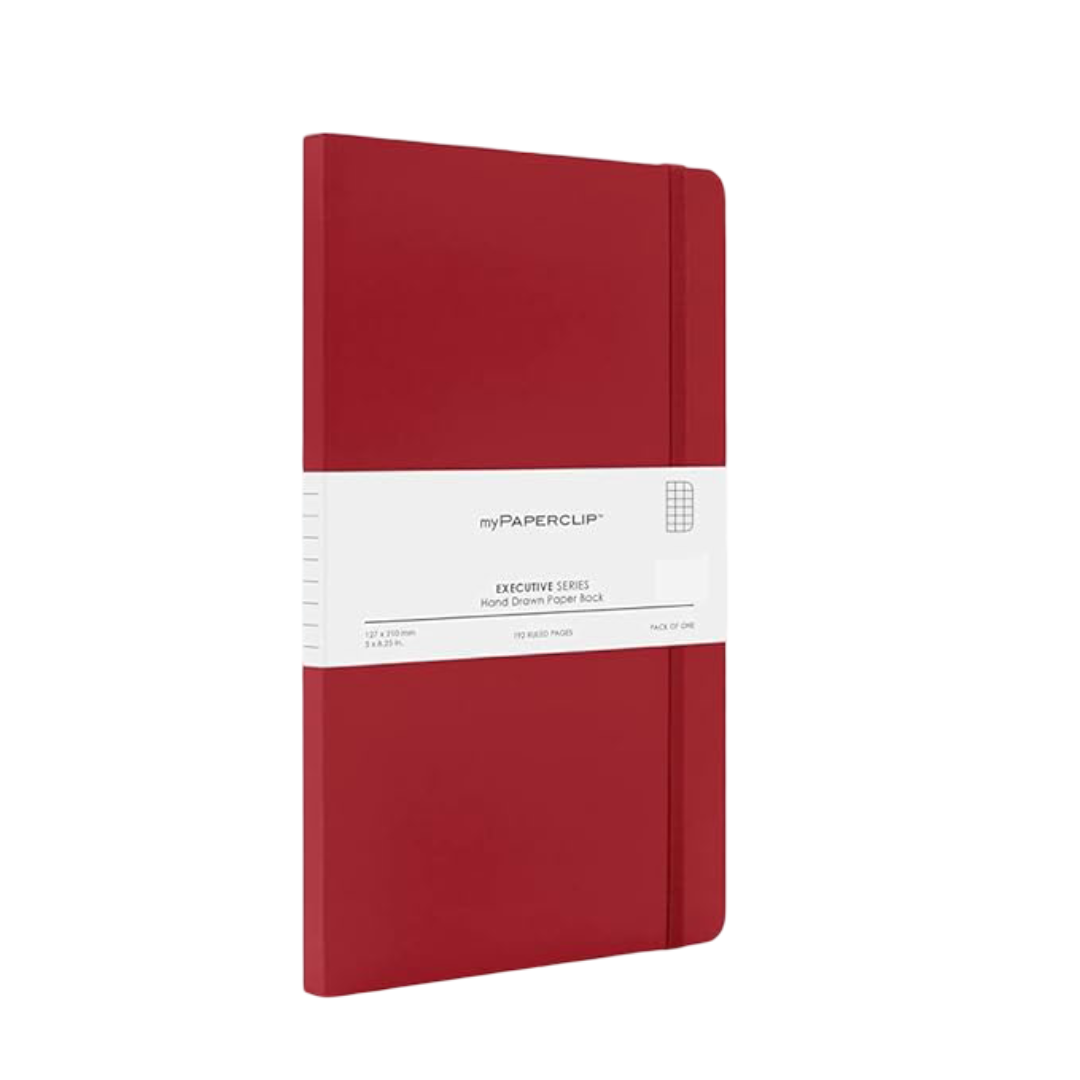 myPAPERCLIP Executive Series Notebook, Medium (5 x 8.25 in.), Checked, Red (ESP192M-C Red)