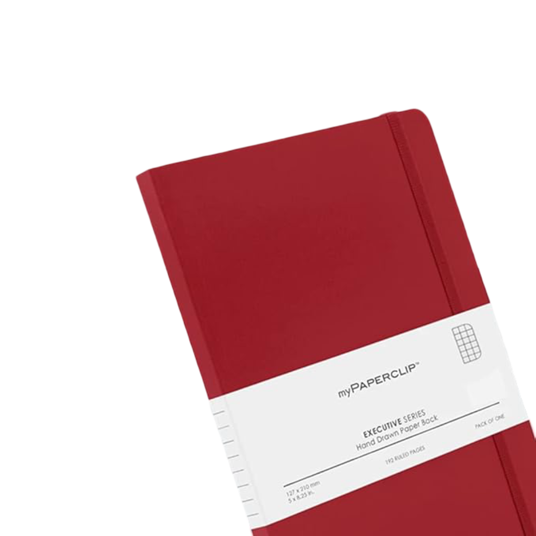 myPAPERCLIP Executive Series Notebook, Medium (5 x 8.25 in.), Checked, Red (ESP192M-C Red)