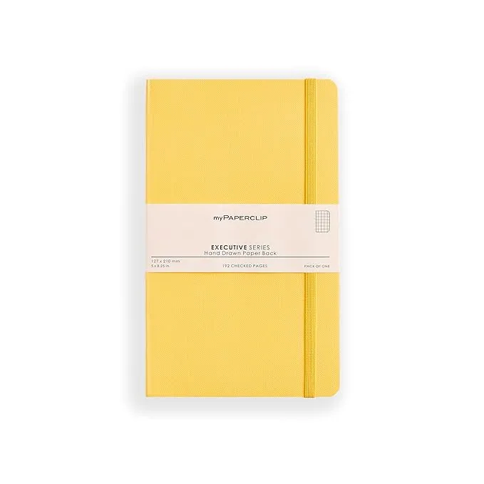 MyPaperClip Executive Series Checked Line Notebook 192 Pages 127 x 210 mm ESP192M-C Yellow