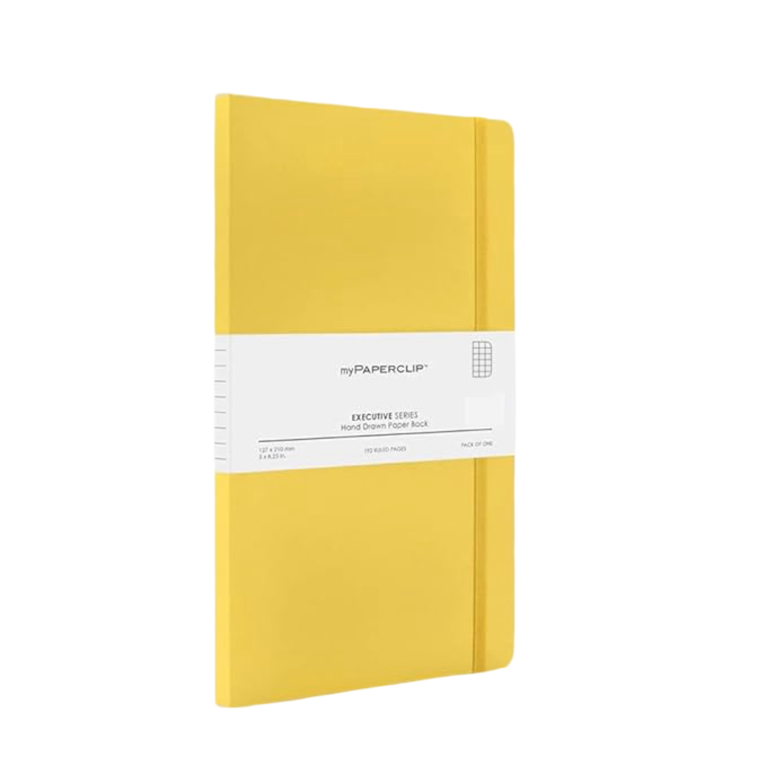 MyPaperClip Executive Series Checked Line Notebook 192 Pages 127 x 210 mm ESP192M-C Yellow