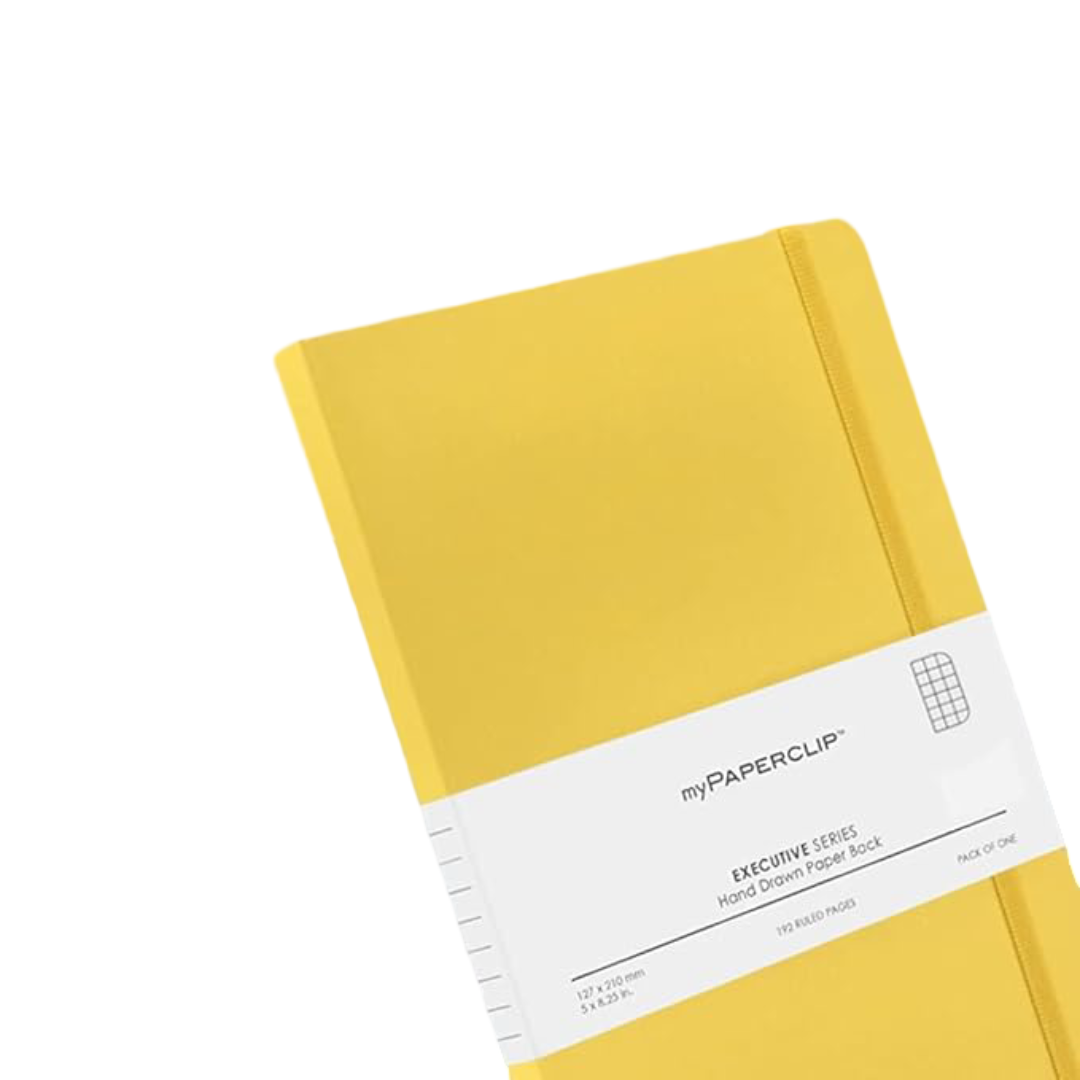 MyPaperClip Executive Series Checked Line Notebook 192 Pages 127 x 210 mm ESP192M-C Yellow