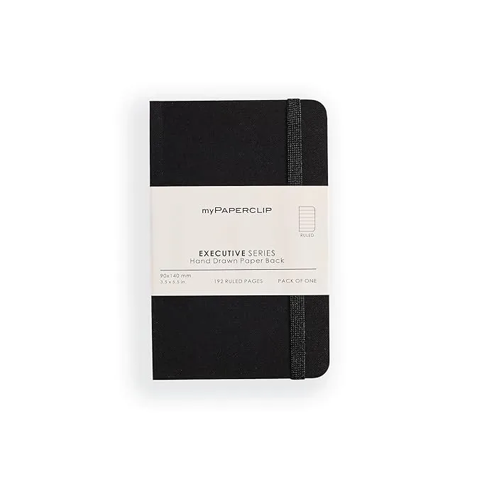 myPAPERCLIP Executive Series Notebook, 192 Pages, Small (90 x 140 mm, 3.5 X 5.5 in.) Ruled, ESP192S-R Black