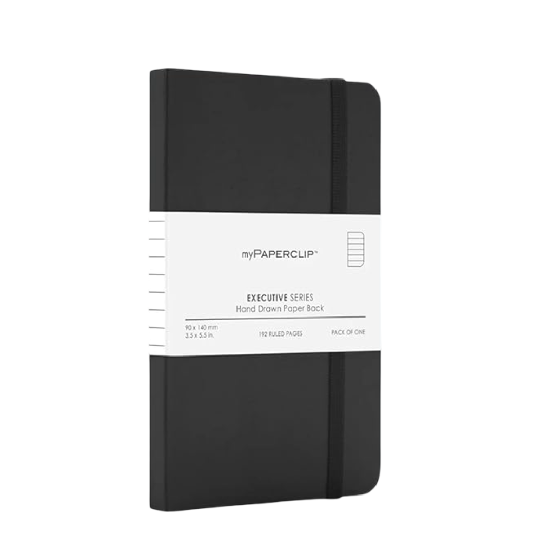 myPAPERCLIP Executive Series Notebook, 192 Pages, Small (90 x 140 mm, 3.5 X 5.5 in.) Ruled, ESP192S-R Black