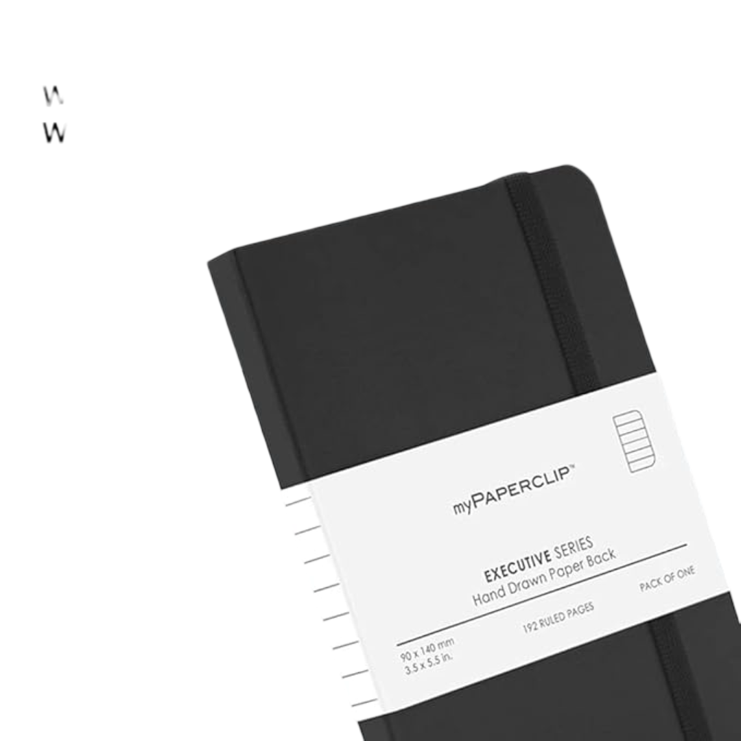 myPAPERCLIP Executive Series Notebook, 192 Pages, Small (90 x 140 mm, 3.5 X 5.5 in.) Ruled, ESP192S-R Black