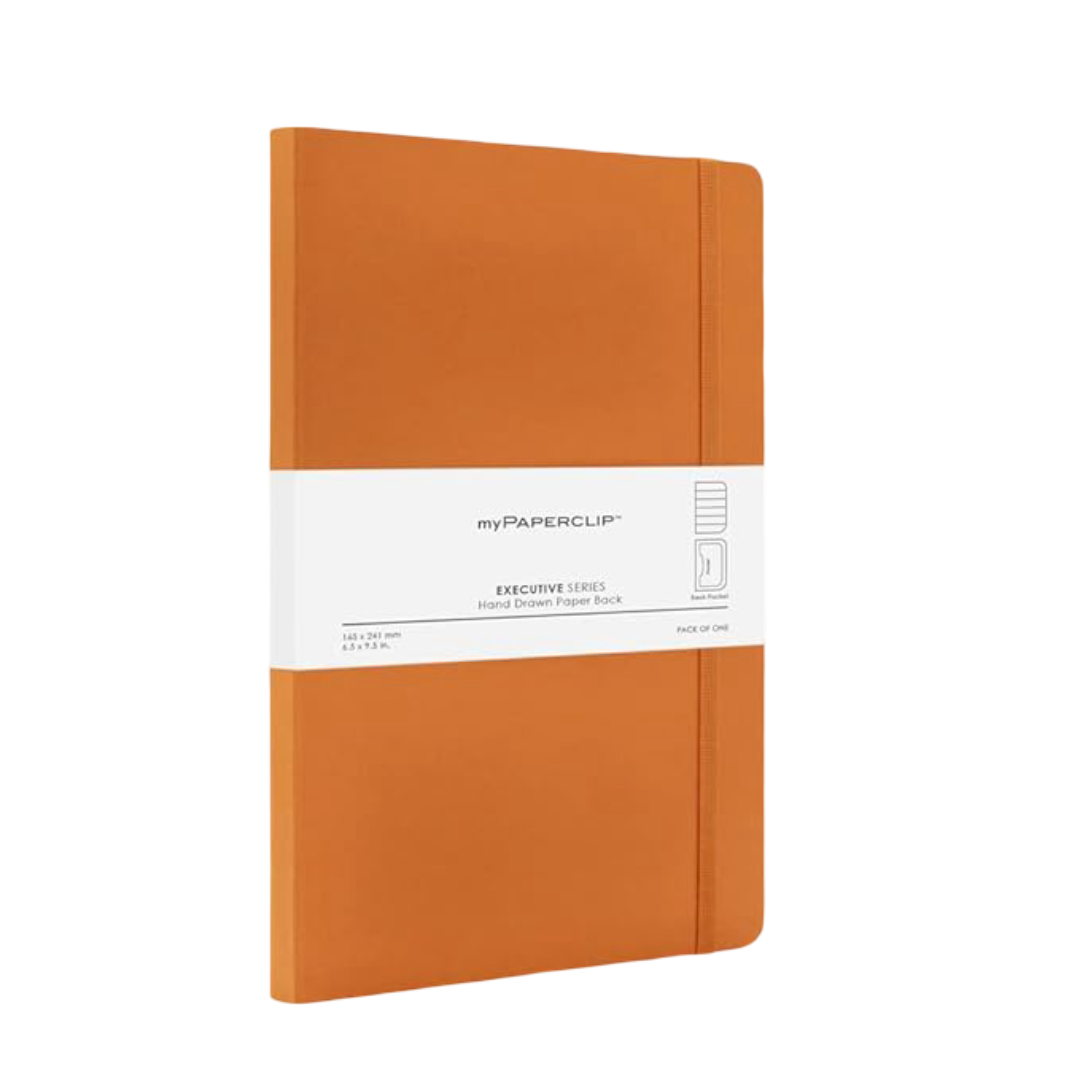 myPAPERCLIP Executive Series Notebook, Large (165 x 241 mm, 6.5 x 9.5 in.) Ruled, ESX192L-R Orange