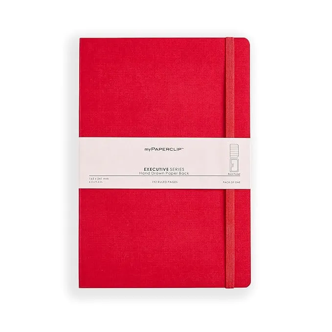 myPAPERCLIP Executive Series Notebook, Large (165 x 241 mm, 6.5 x 9.5 in.) Ruled, ESX192L-R Red