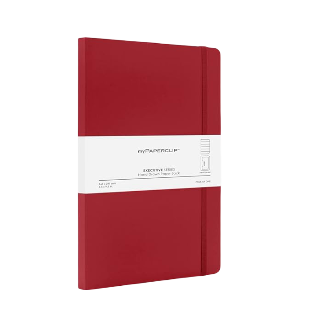 myPAPERCLIP Executive Series Notebook, Large (165 x 241 mm, 6.5 x 9.5 in.) Ruled, ESX192L-R Red